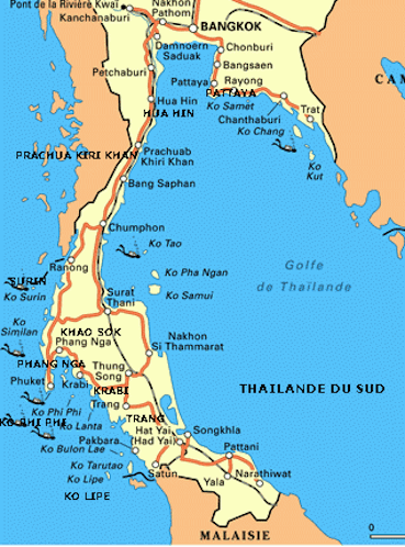 carte thailande sud le guide du routard